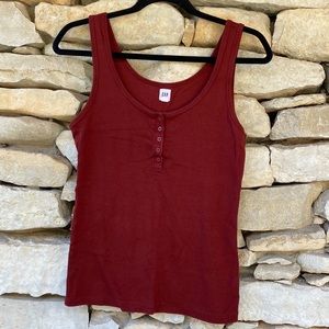 Burnt orange button tank top
